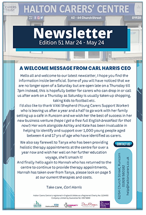 Issue 51 - Halton Carers Centre newsletter for Spring 2024