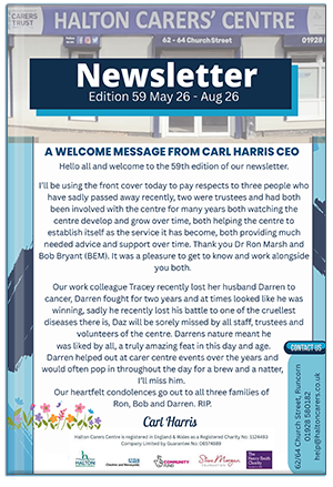 Issue 59 - Halton Carers Centre newsletter for Summer 2026